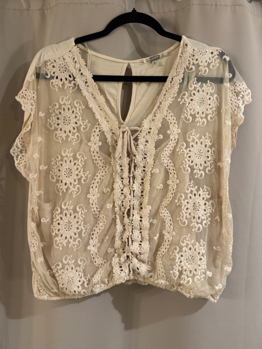 Women’s Tan Gimmicks Front Lace Top